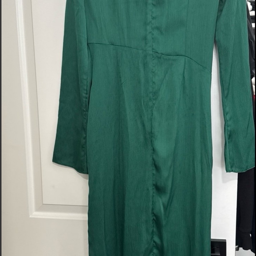 ASOS Green Sheath Dress with Long Sleeves and Mock Neck